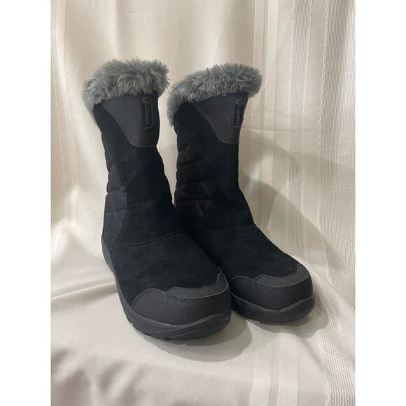 COLUMBIA BOOTS 200 GRAMS WINTER SNOW BLACK COZY FAUX FUR/ LEATHER SZ 7 GOTHCORE - Picture 11 of 13